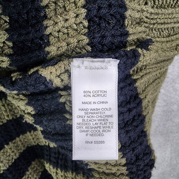 Womens Express Olive & Black Striped Knit Sweater Crew Neck Long Sleeve Size M - Picture 7 of 11